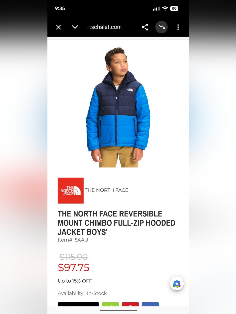 The North Face Reversible Mount Chimbo Full-Zip Hooded Jacket Boys Size 6